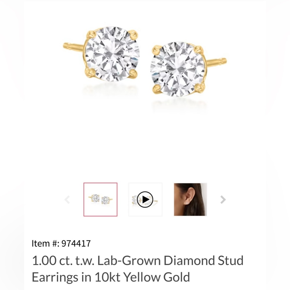 1.00 ct. t.w. Lab-Grown Diamond Stud Earrings in 10kt Yellow Gold